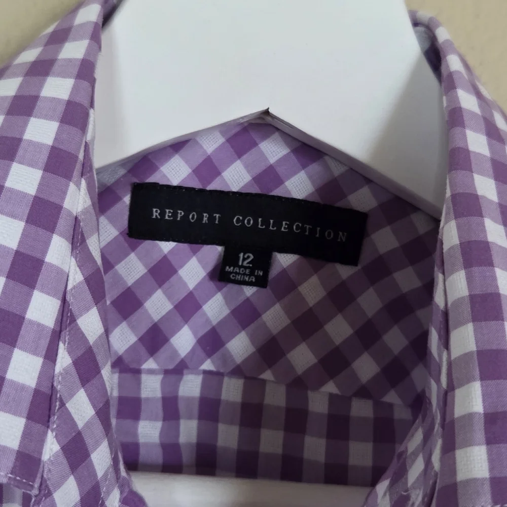 Kids Purple White Gingham Dress Shirt Report Collection 12 Easter Spring Dressy